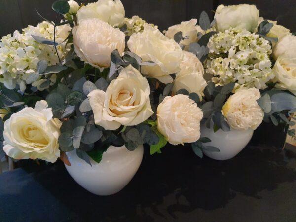 silk white roses