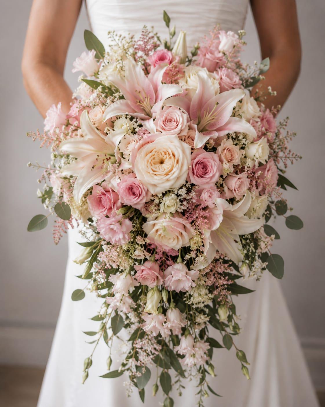 Blush Lily Cascade Bridal Bouquet