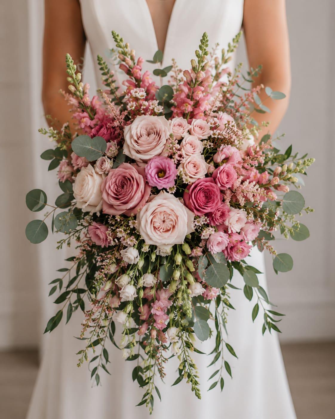 Romantic Blush Cascade Bridal Bouquet