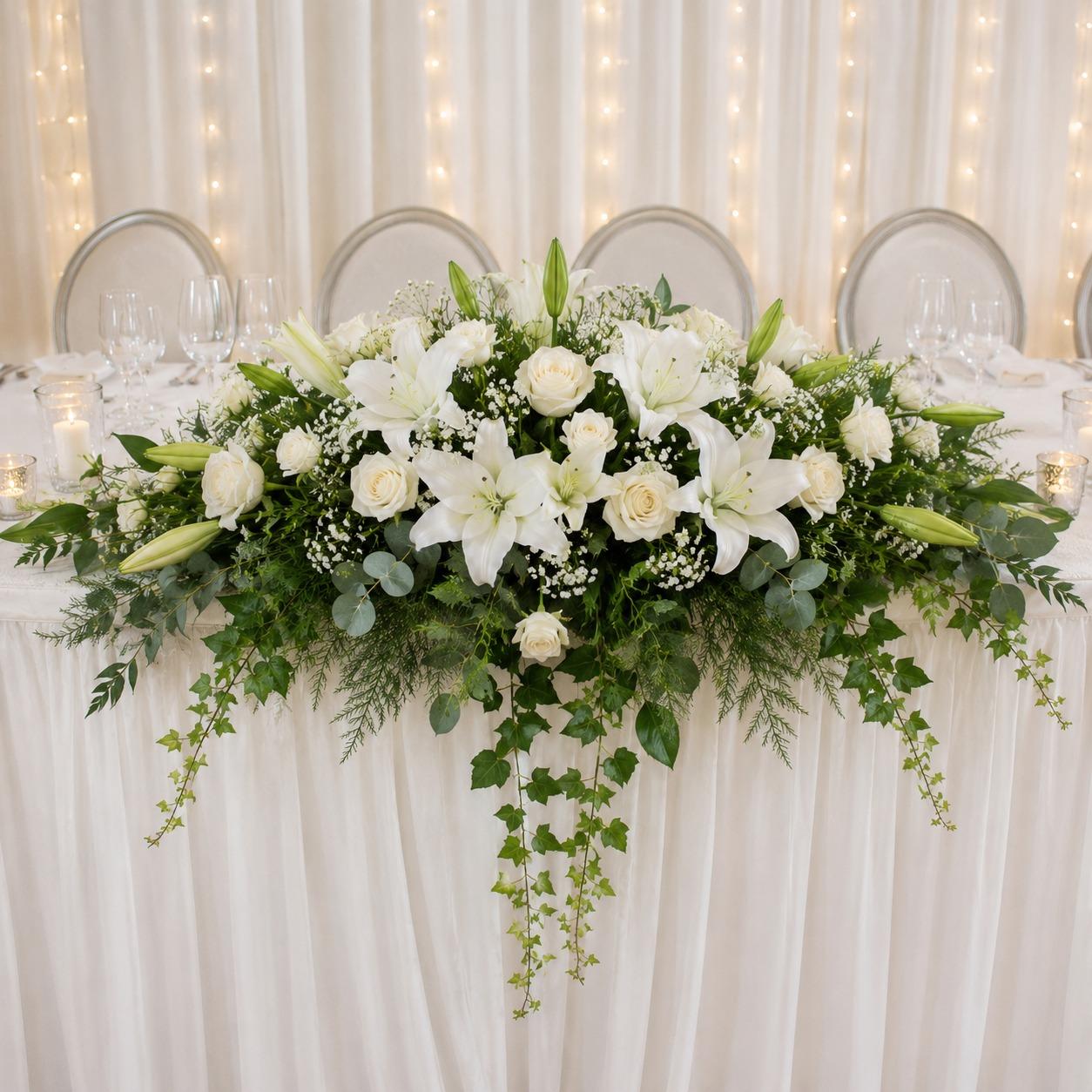 Table Arrangement Classic White Lily