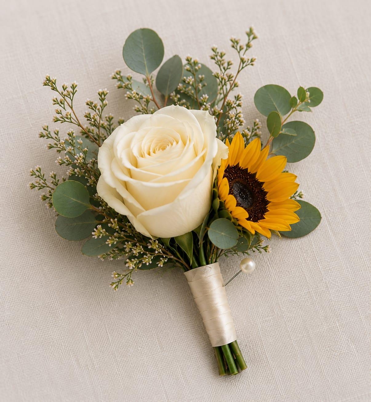 Sunflower and Rose Buttonhole