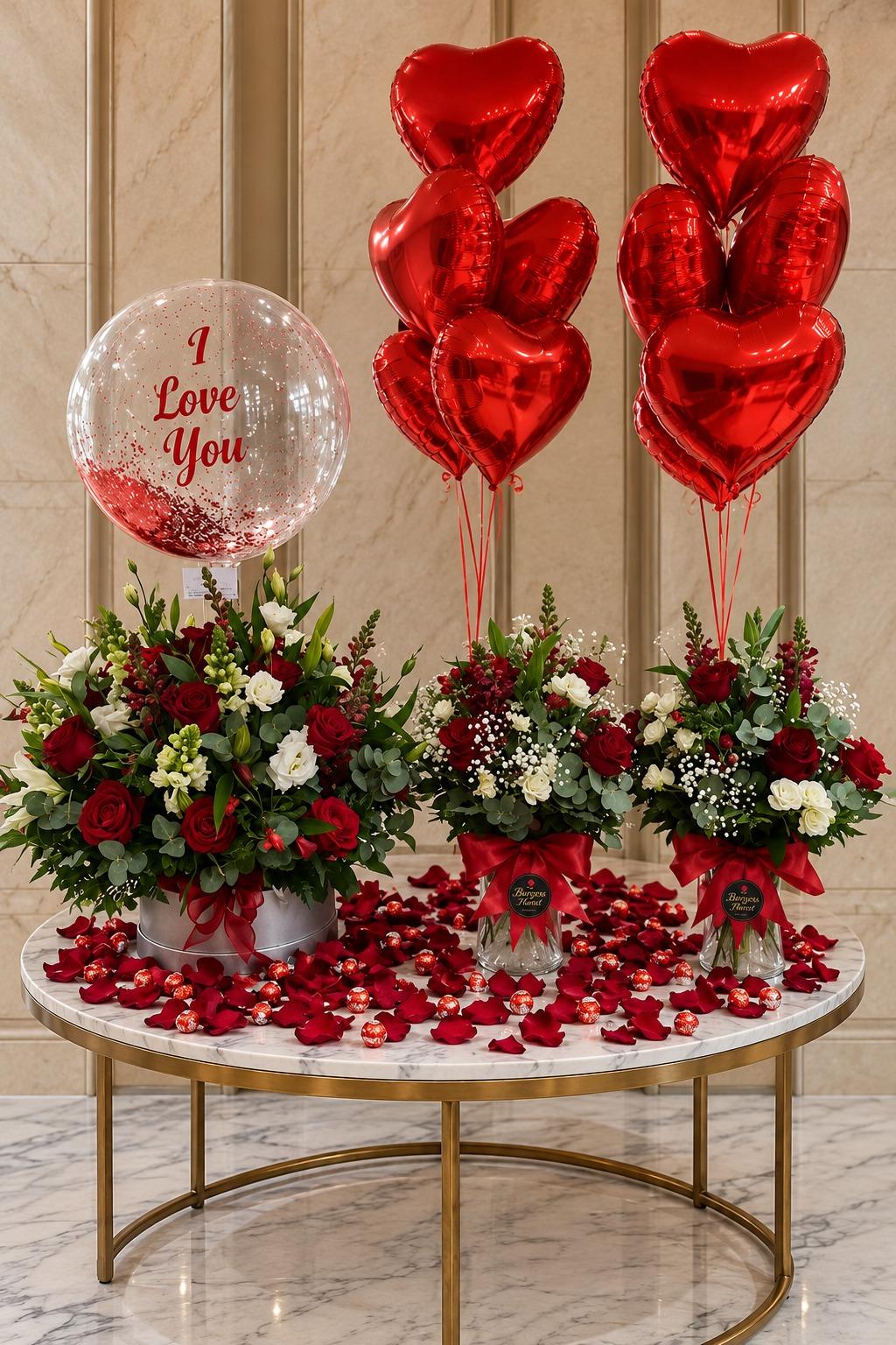 Romantic Floral And Balloon Ensemble